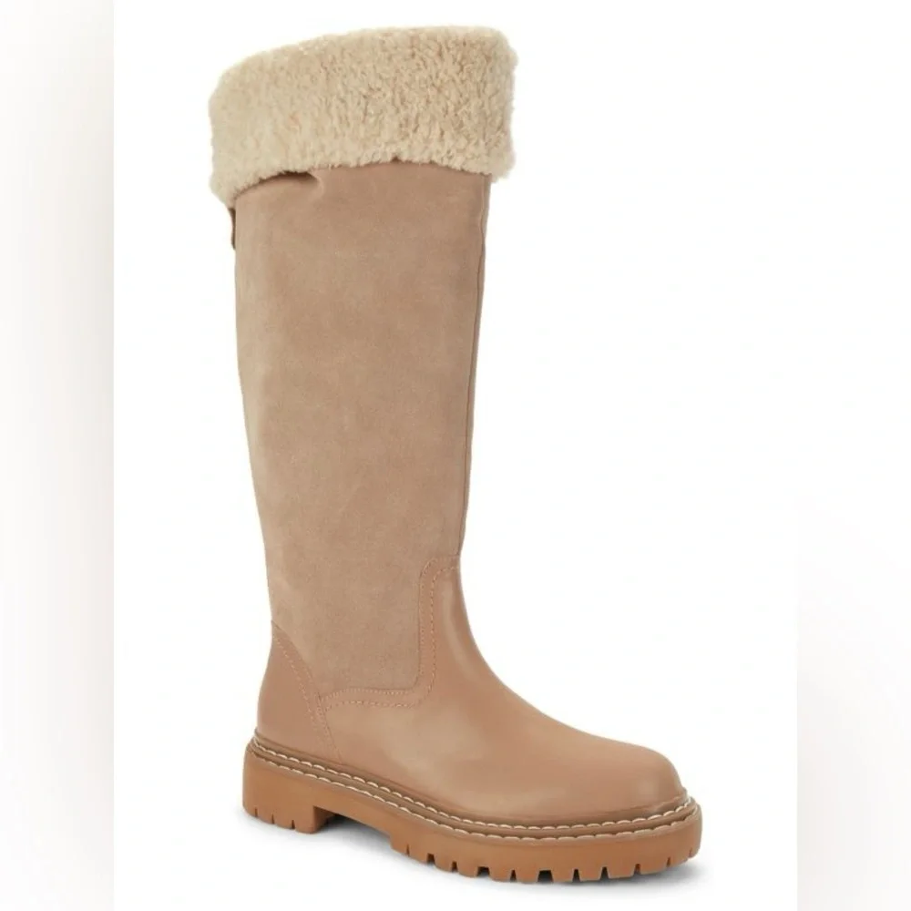 Splendid Antonia Tall Boots with Shearling in Cognac